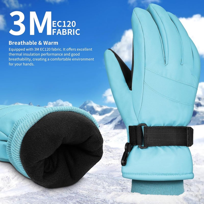 Odtmger Ski Gloves,Waterproof, Touchscreen-Compatible, Winter Warm Cotton Filled, Anti-Loss Rope for Parent Child - Image 2